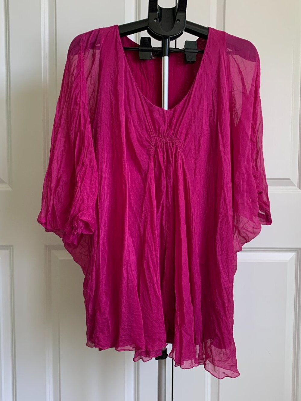 Phase Eight Silk Blouse Top Pink Sheer Overlay Tunic Women’s Size L Made in Ital
